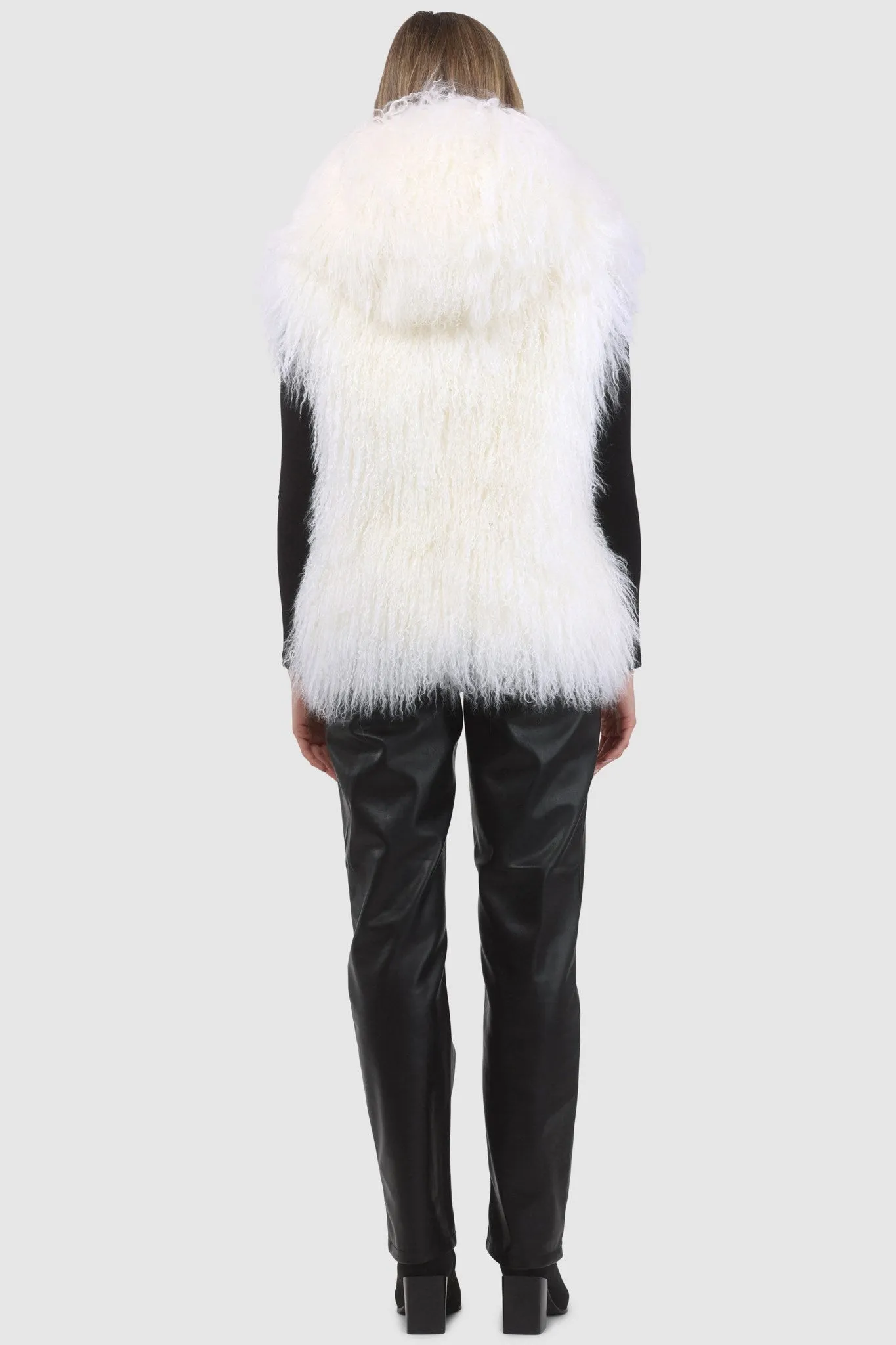 Reversible Select Mongolian Shearling Lamb Vest with Loro Piana Cashmere & Wool Back