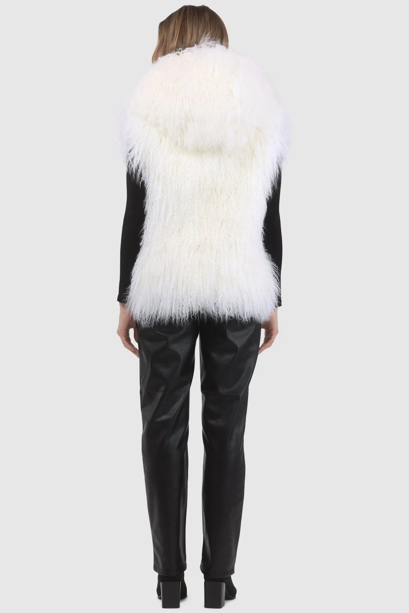 Reversible Select Mongolian Shearling Lamb Vest with Loro Piana Cashmere & Wool Back