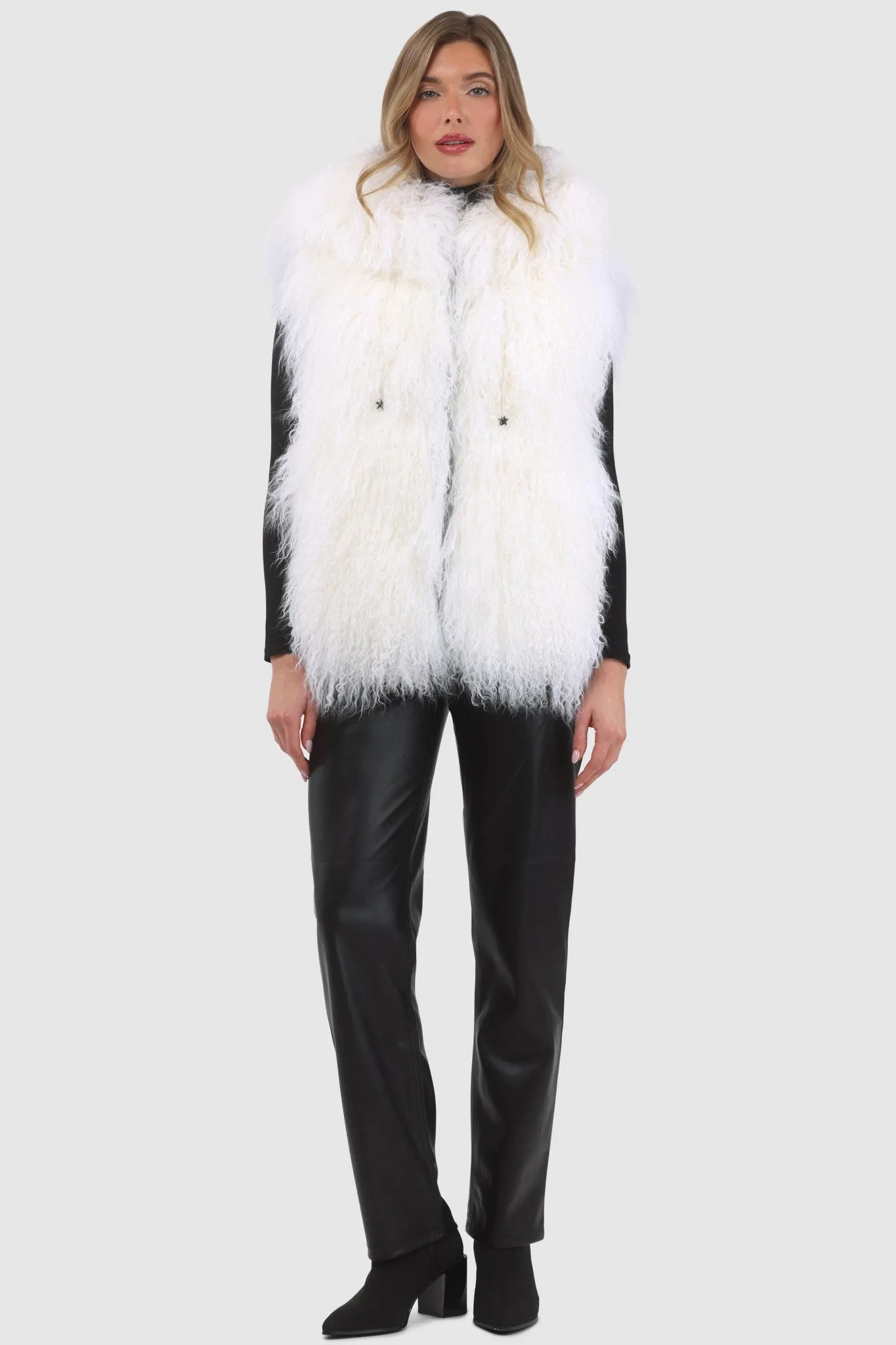 Reversible Select Mongolian Shearling Lamb Vest with Loro Piana Cashmere & Wool Back