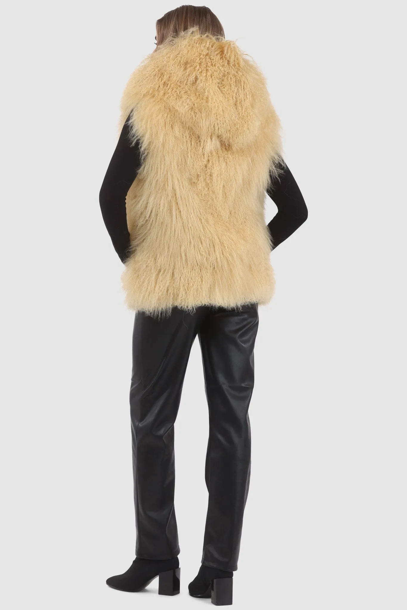 Reversible Select Mongolian Shearling Lamb Vest with Loro Piana Cashmere & Wool Back