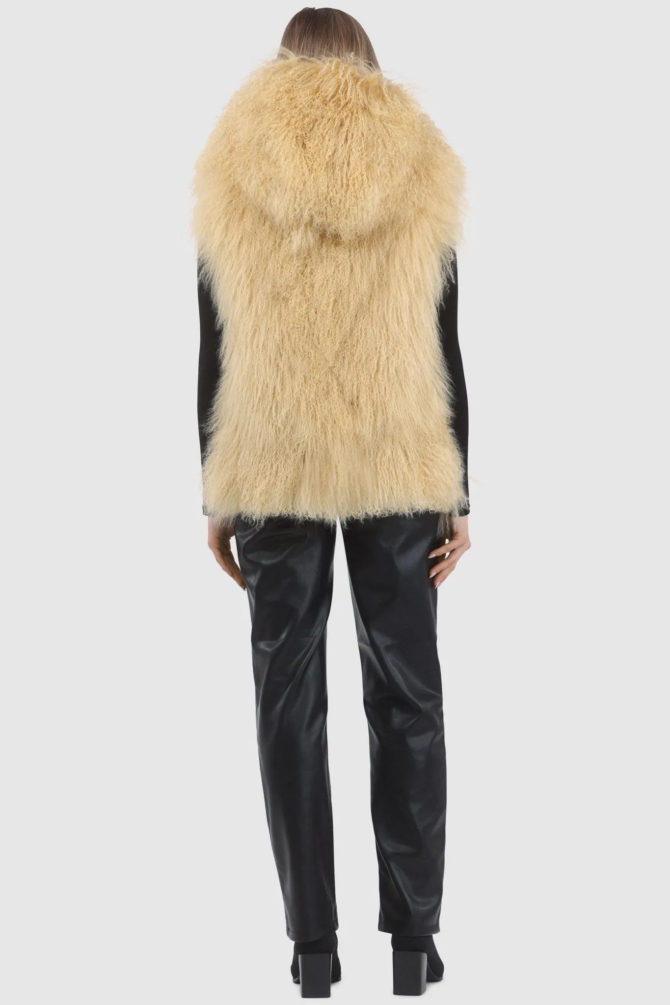 Reversible Select Mongolian Shearling Lamb Vest with Loro Piana Cashmere & Wool Back