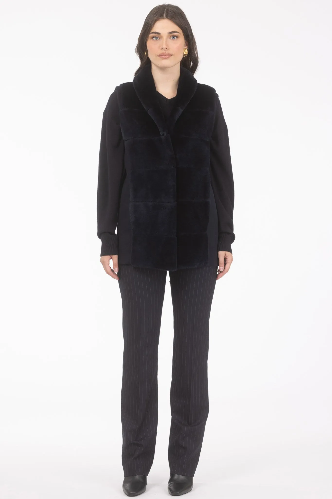 Reversible Select Shearling Lamb Vest with Select Cashmere & Wool Back