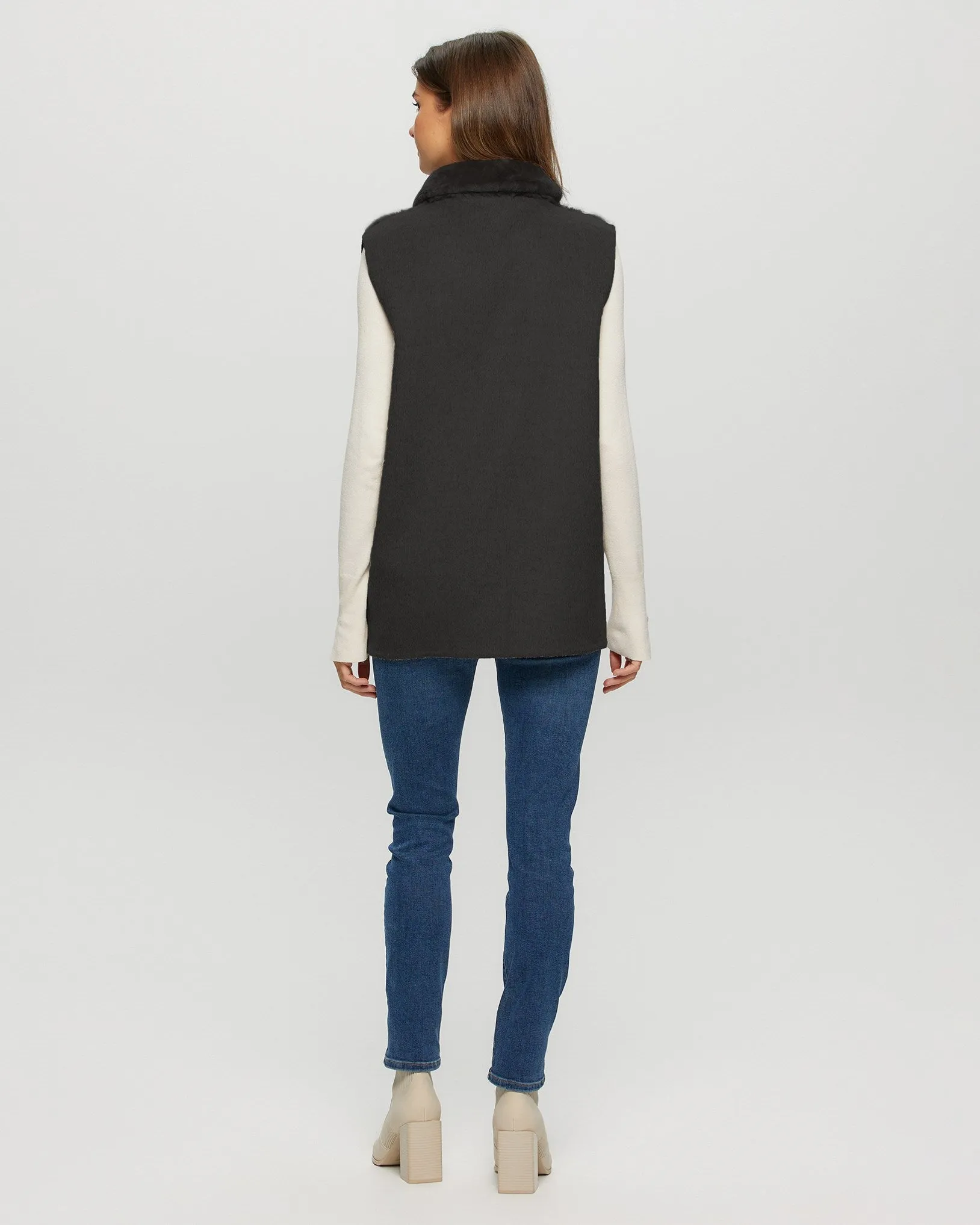 Reversible Select Shearling Lamb Vest with Select Cashmere & Wool Back