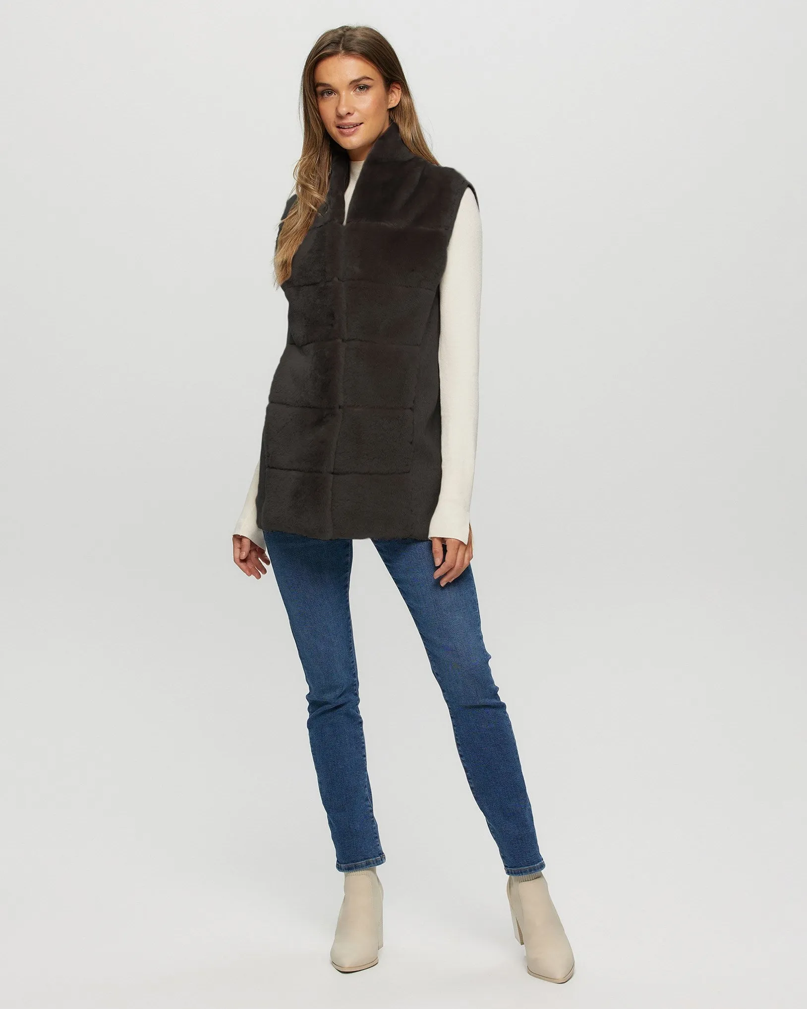 Reversible Select Shearling Lamb Vest with Select Cashmere & Wool Back