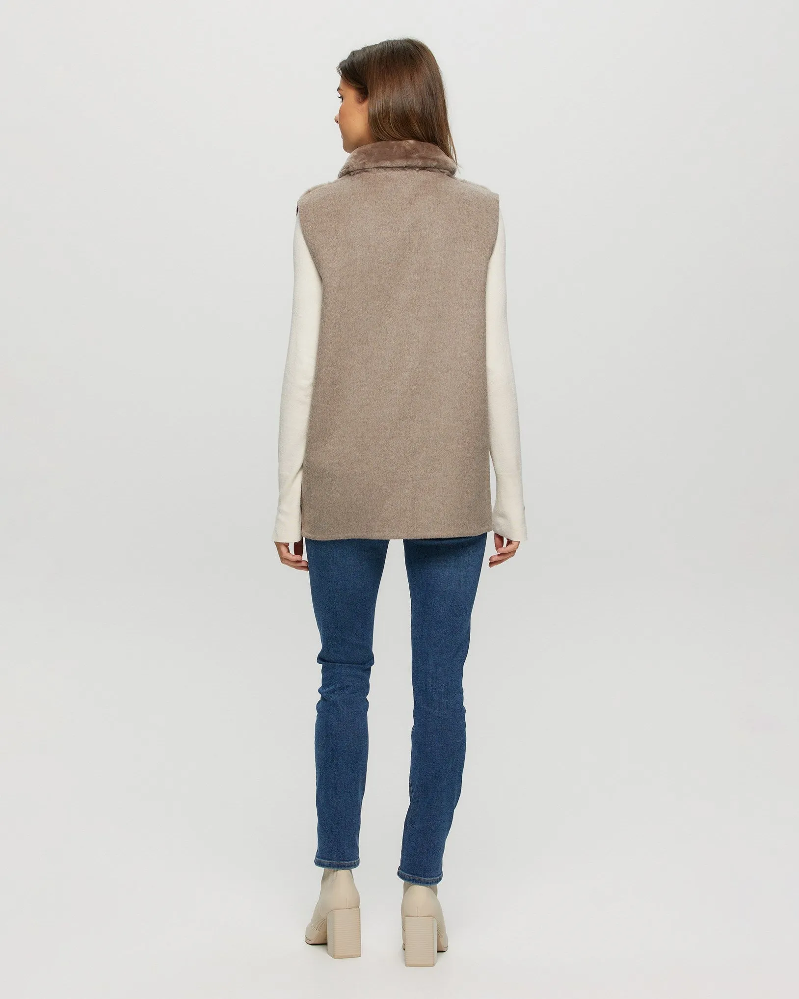 Reversible Select Shearling Lamb Vest with Select Cashmere & Wool Back