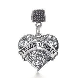 Silver Yellow Jackets Pave Heart Memory Charm