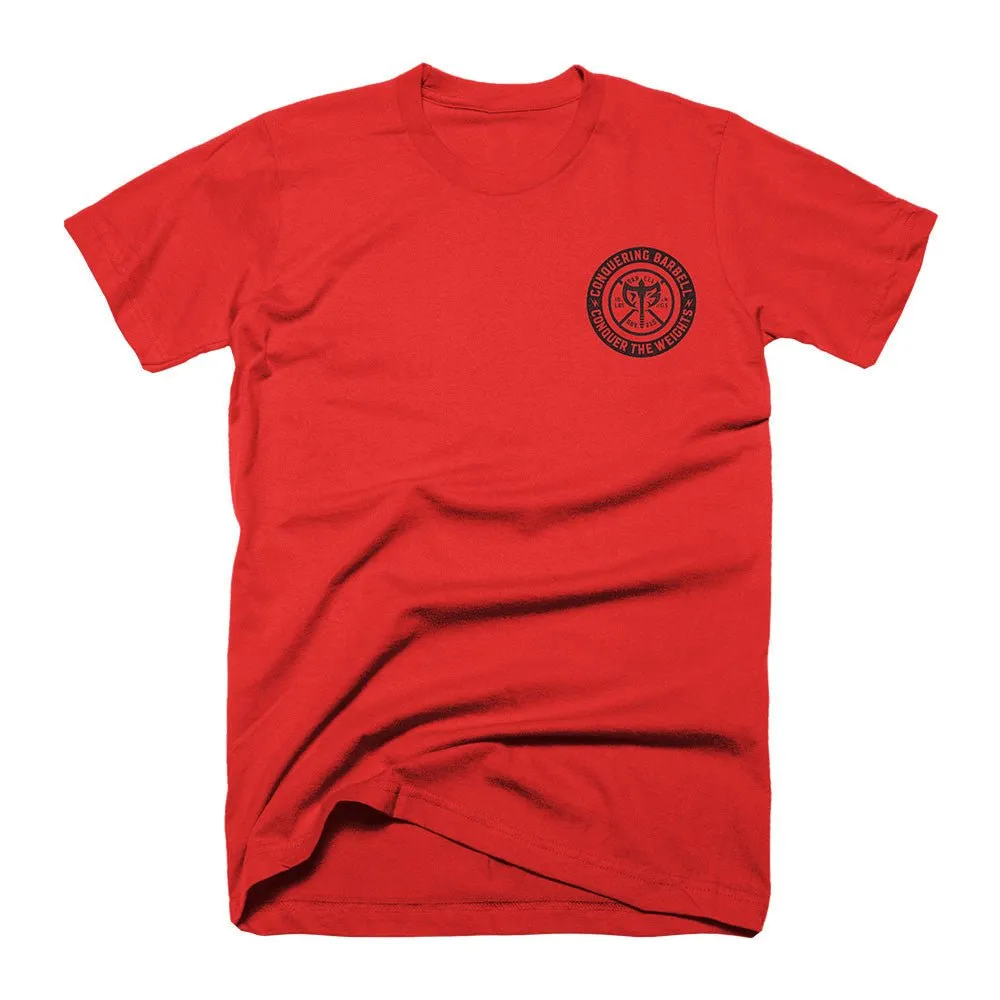 Squat Press Pull® on Red Tee