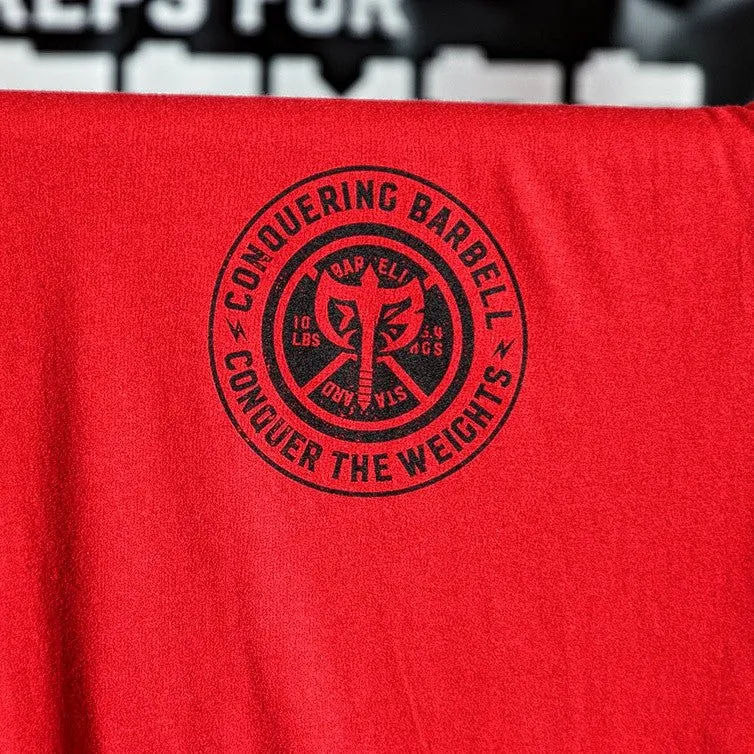 Squat Press Pull® on Red Tee