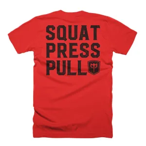 Squat Press Pull® on Red Tee