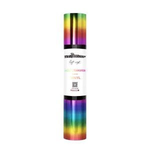 Teckwrap Metallic Chrome HTV- Rainbow Stripes | Durable, Easy-to-Use, and Multi-Purpose!