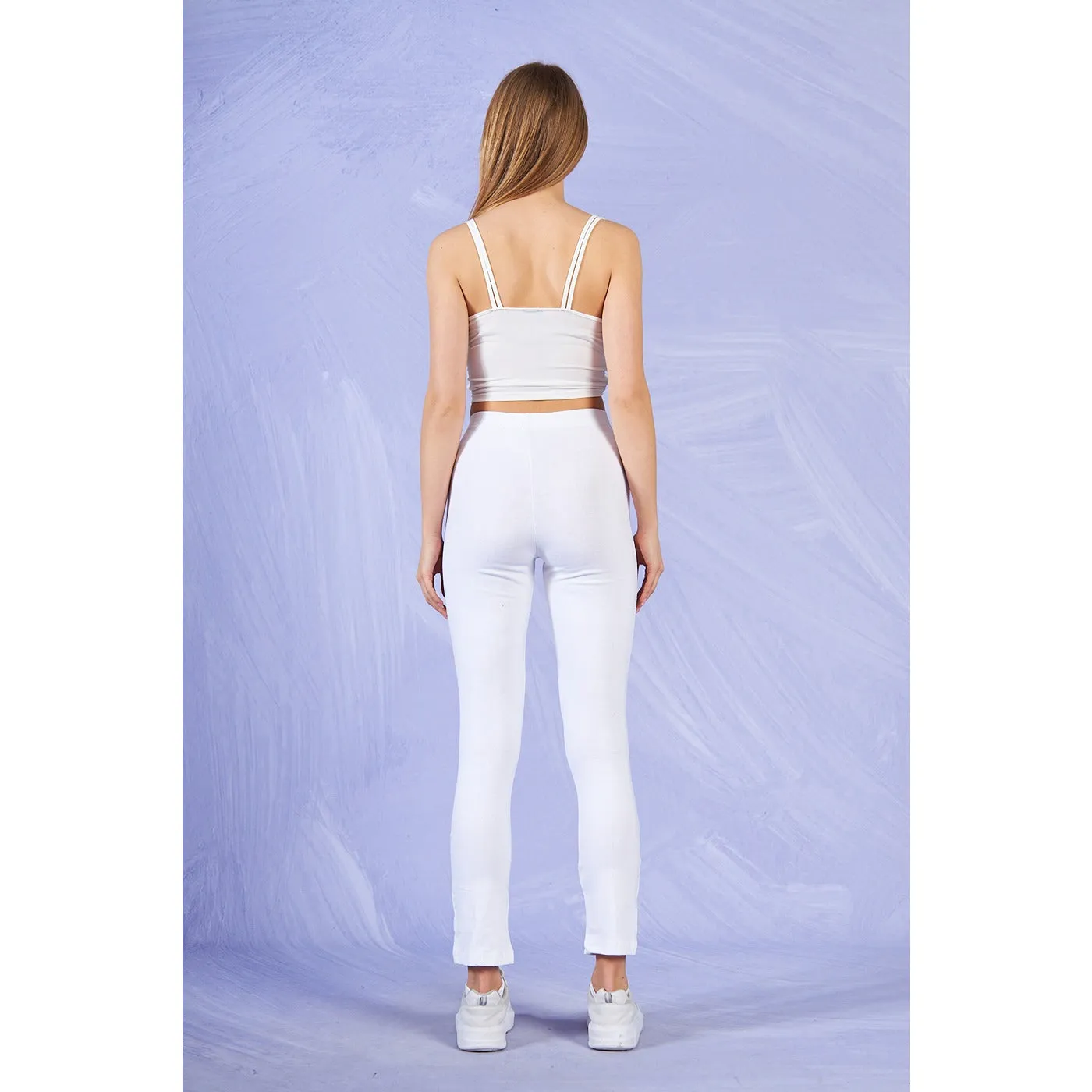 White Split Hem Leggings