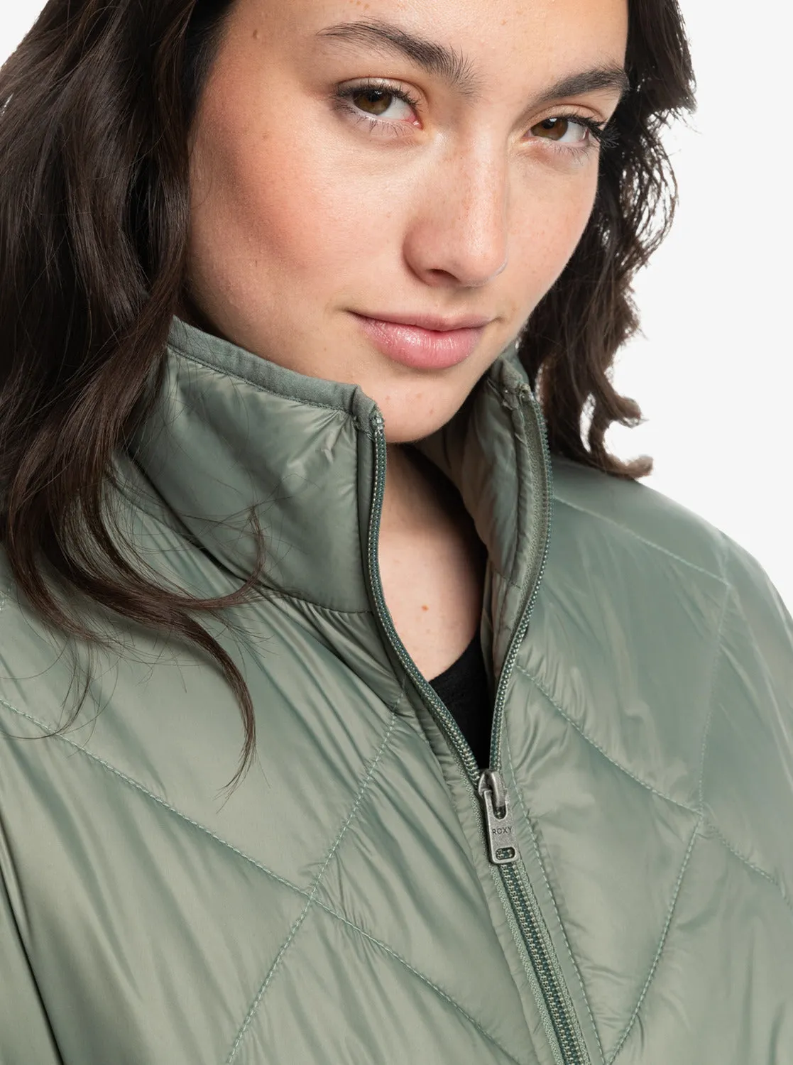 Wind Swept Lightweight Padded Packable Jacket - Agave Green