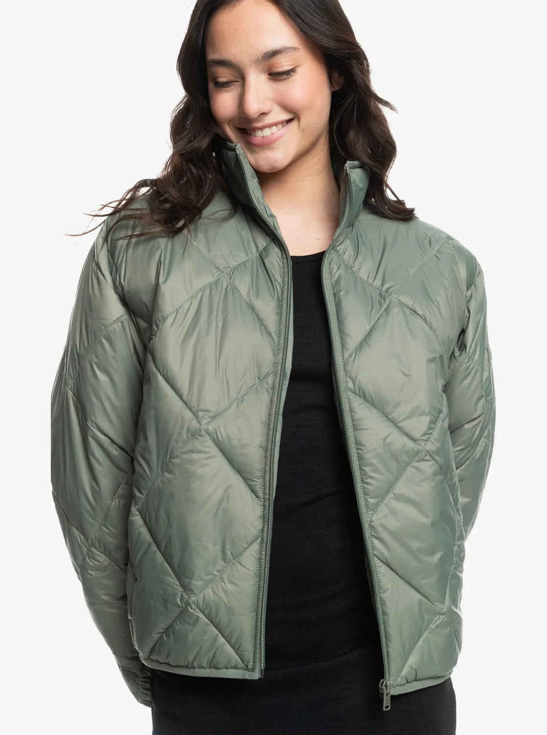 Wind Swept Lightweight Padded Packable Jacket - Agave Green