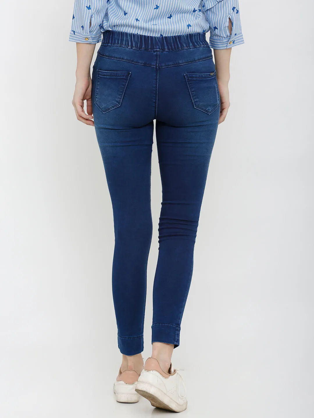 Women Blue Mid-Rise Denim Legging