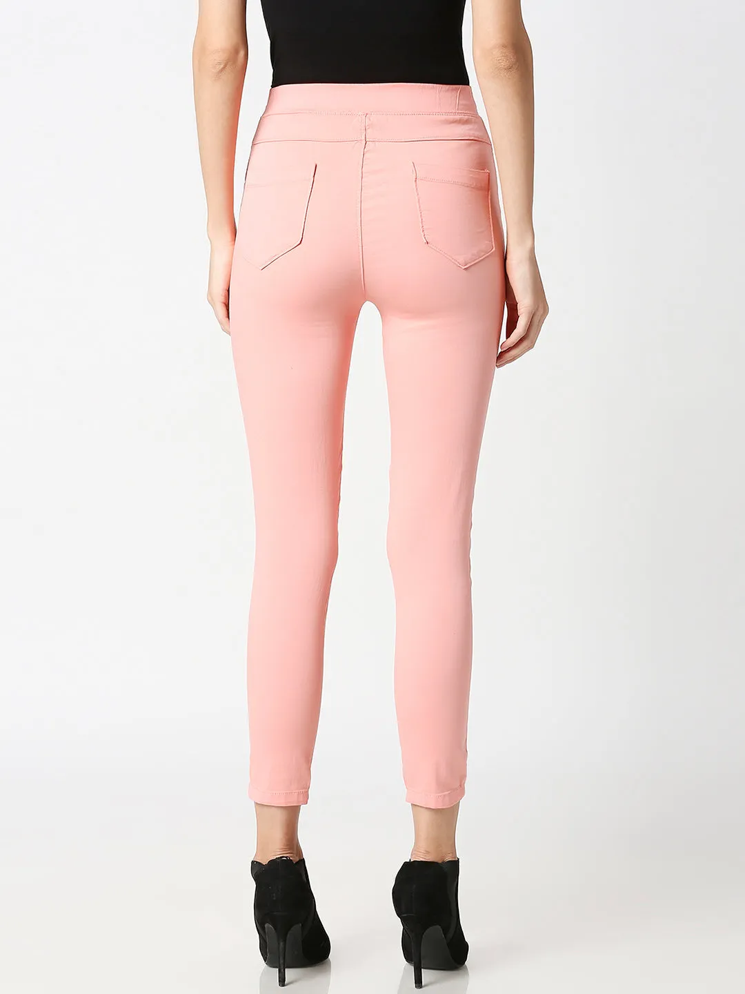 Women Blush Pink Super High-Rise Skinny Jegging