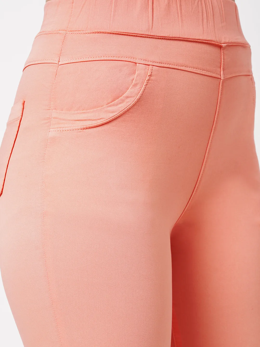 Women Blush Pink Super High-Rise Skinny Jegging