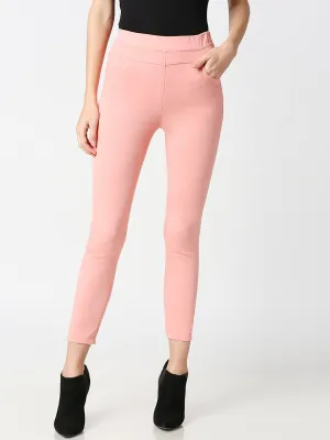 Women Blush Pink Super High-Rise Skinny Jegging