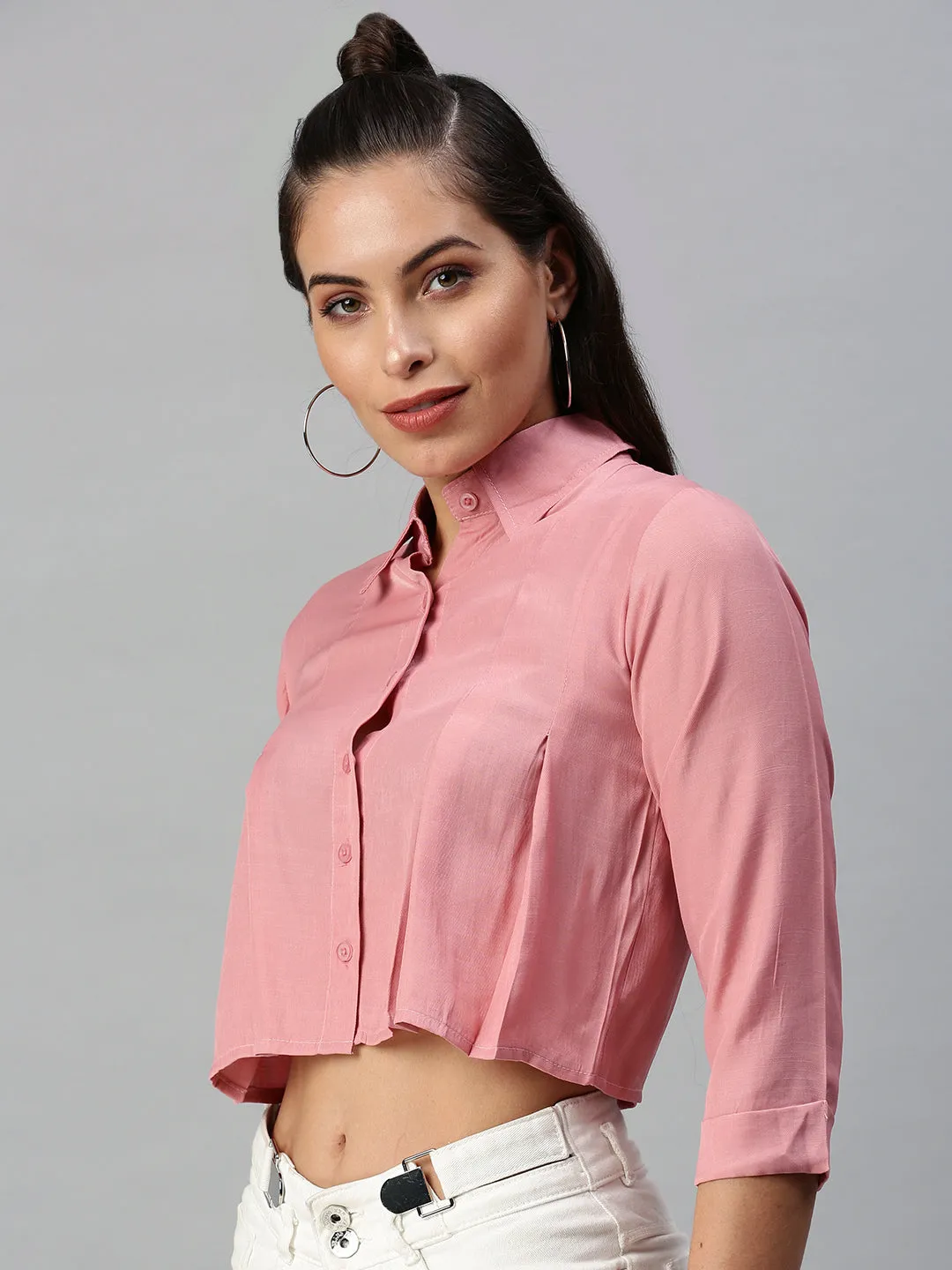 Women Collared Solid Mauve Shirts