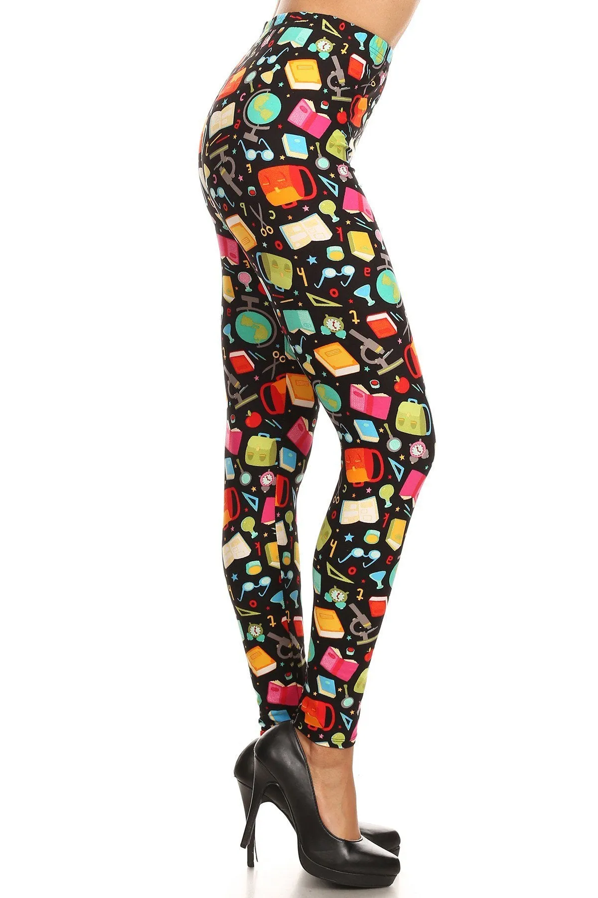 Women's Plus Back to School Pattern Printed Leggings